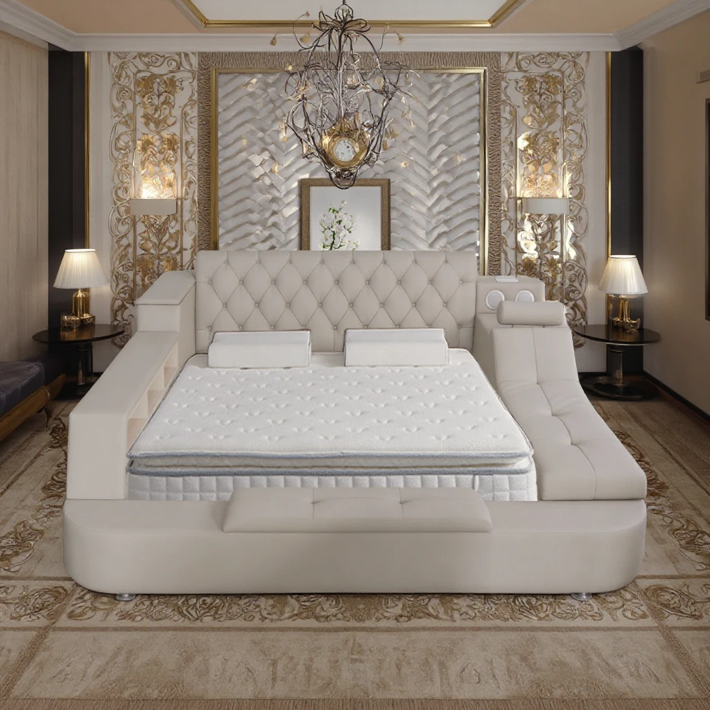 Modern Luxury Bedroom Furniture Set Queen/Double Leather USB Music Bed Multifunction Storage Wooden Frame Soft Bed
Modern Luxury Bedroom Furniture Set Queen/Double Leather USB Music Bed Multifunction Storage Wooden Frame Soft Bed