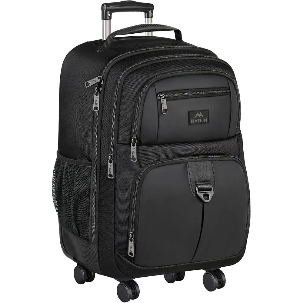 4-Wheel Rolling Backpack, 17 Water-Resistant Spinner, Men's Large Business Travel Bag, Airline Approved Carry-On Suitcase, Black
4-Wheel Rolling Backpack, 17 Water-Resistant Spinner, Men's Large Business Travel Bag, Airline Approved Carry-On Suitcase, Black