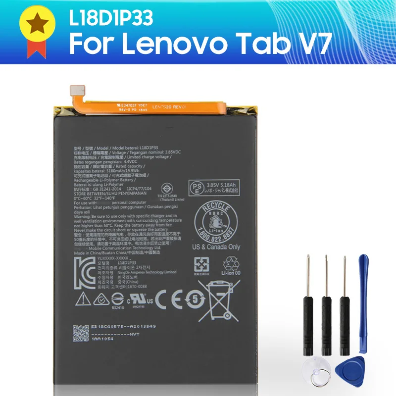 Production in 2024 Phone Battery L18D1P33 For Lenovo Tab V7 5180mAh Replacement Battery New Quality Spare Batteries With Tools
Production in 2024 Phone Battery L18D1P33 For Lenovo Tab V7 5180mAh Replacement Battery New Quality Spare Batteries With Tools