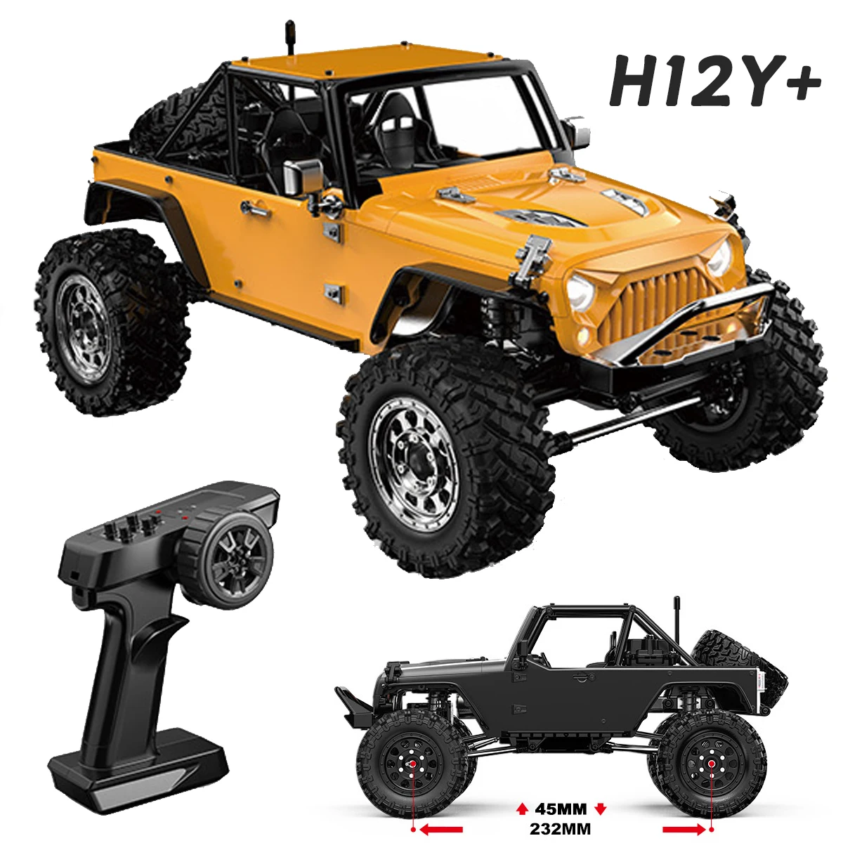 MJX H12Y+ Climbing RC Car Toy 1:12 Scale Electric Off-Road Vehicle Model Remote Control Car Professional Off-Road Black/Yellow
MJX H12Y+ Climbing RC Car Toy 1:12 Scale Electric Off-Road Vehicle Model Remote Control Car Professional Off-Road Black/Yellow