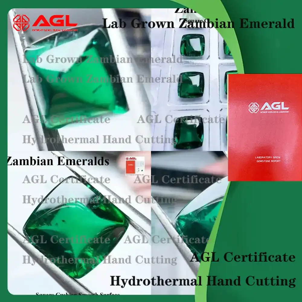 Lab Grown Zambian Emeralds for Jewelry Making Square Cushion Cut Smooth Surface with Natural Inclusions Cracks AGL Certified
Lab Grown Zambian Emeralds for Jewelry Making Square Cushion Cut Smooth Surface with Natural Inclusions Cracks AGL Certified