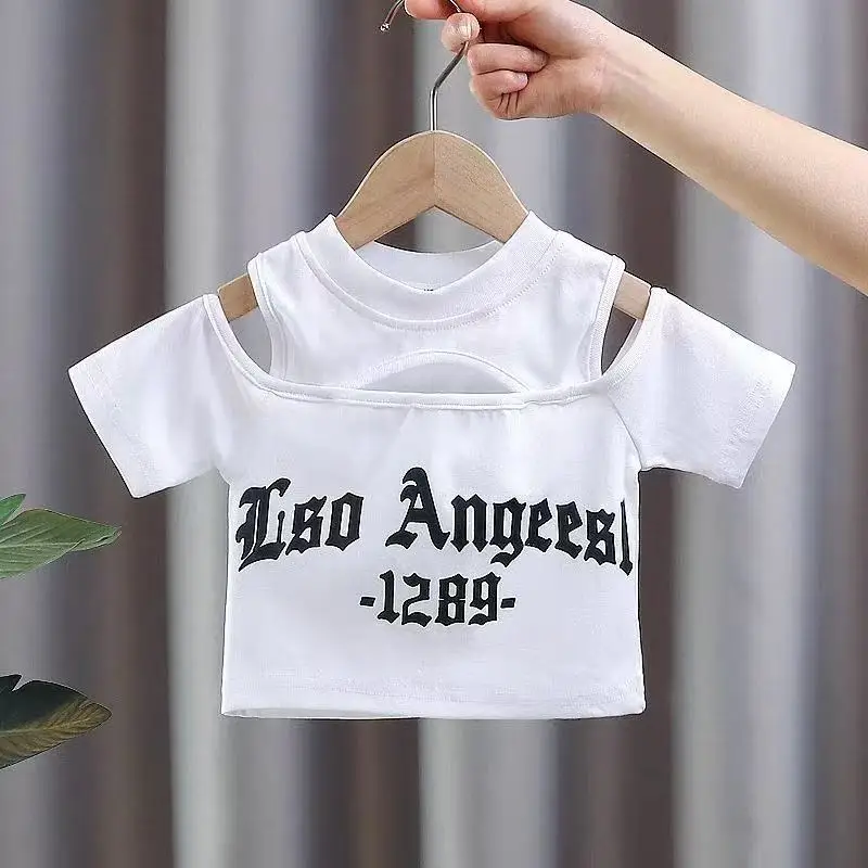 2025Summer Baby Girls Short Sleeve T-shirt Children Korean Hip Hop Dance Open Shoulder Kids Clothes Gothic Letters 3 To 12 Years
2025Summer Baby Girls Short Sleeve T-shirt Children Korean Hip Hop Dance Open Shoulder Kids Clothes Gothic Letters 3 To 12 Years