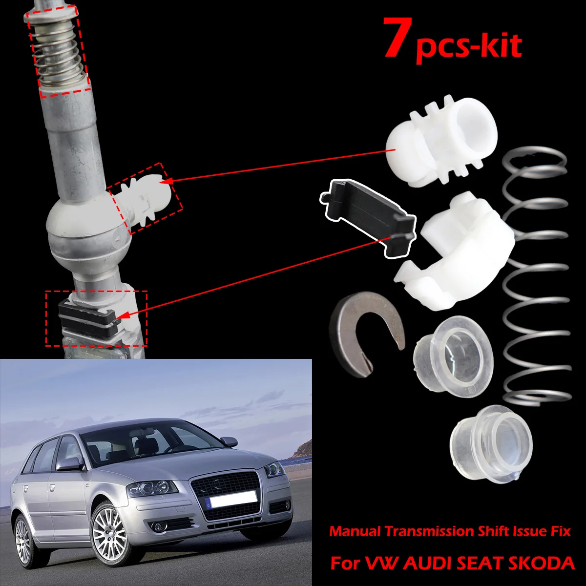 7pcs Gear Shifter Selector Lever Shaft Gear Stick Spring Bushing kit For VW AUDI SEAT SKODA Manual Transmission Shift Issue Fix
7pcs Gear Shifter Selector Lever Shaft Gear Stick Spring Bushing kit For VW AUDI SEAT SKODA Manual Transmission Shift Issue Fix