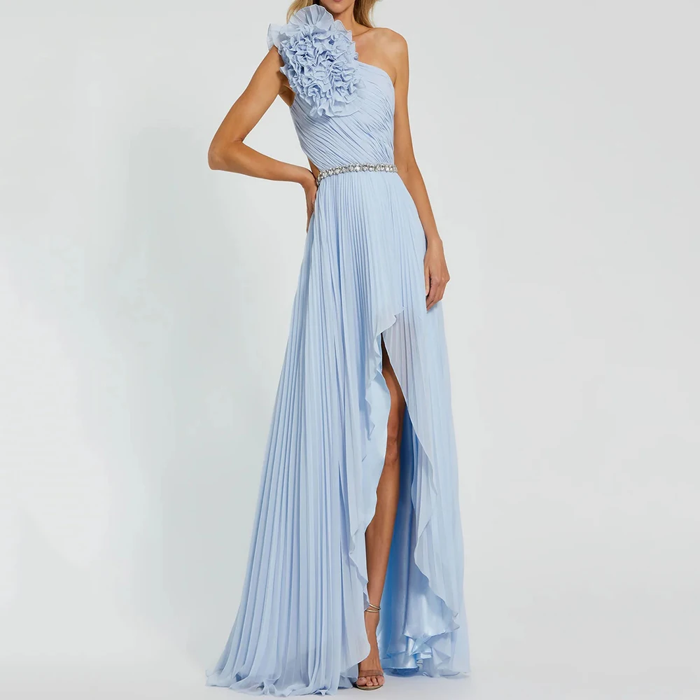Women's A-line Evening Dresses Floor-length One-shoulder Sleeveless Prom Gown Fashion Crystal Pleat Flowers Customized Gowns
Women's A-line Evening Dresses Floor-length One-shoulder Sleeveless Prom Gown Fashion Crystal Pleat Flowers Customized Gowns