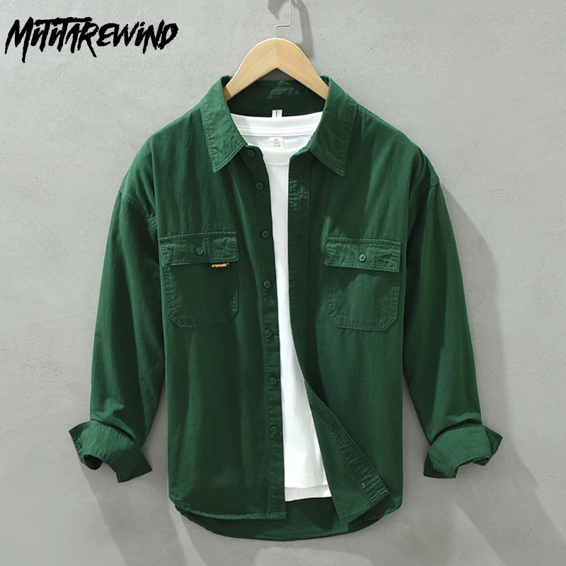Korean Fashion Men Shirts Spring Causal Workwear Tops Pockets Long Sleeve 100% Cotton Green Shirt Youth Simple Versatile Shirts
Korean Fashion Men Shirts Spring Causal Workwear Tops Pockets Long Sleeve 100% Cotton Green Shirt Youth Simple Versatile Shirts