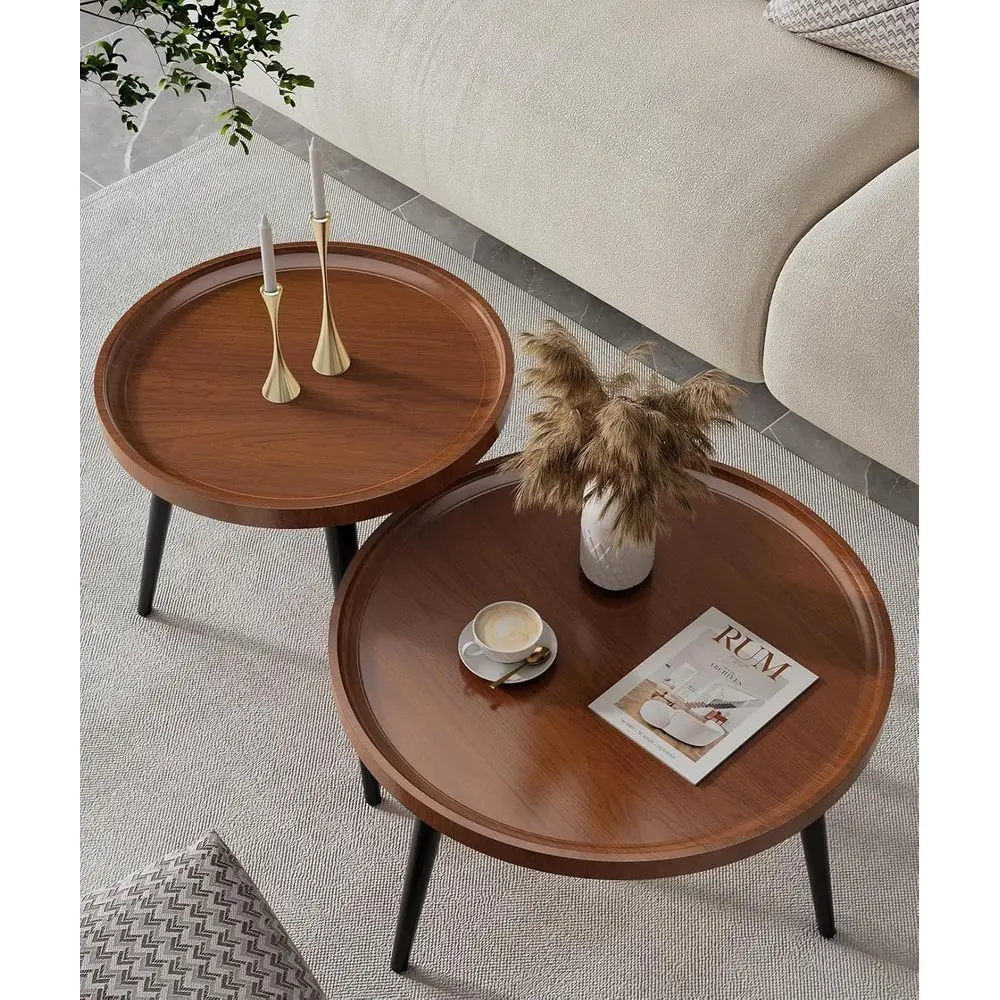 Walnut 2-Piece Coffee Table Set, Durable Round Tables for Living Room, Easy Assembly, Nesting Side Tables for Sofa and Balcony
Walnut 2-Piece Coffee Table Set, Durable Round Tables for Living Room, Easy Assembly, Nesting Side Tables for Sofa and Balcony