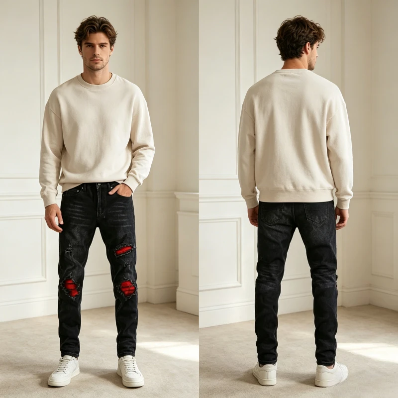 Stretch Jeans Men Mid Waist Patchwork Slim Straight Pencil Pants Washed Denims Ankle Length Trousers 2026 summer Streetwear
Stretch Jeans Men Mid Waist Patchwork Slim Straight Pencil Pants Washed Denims Ankle Length Trousers 2026 summer Streetwear