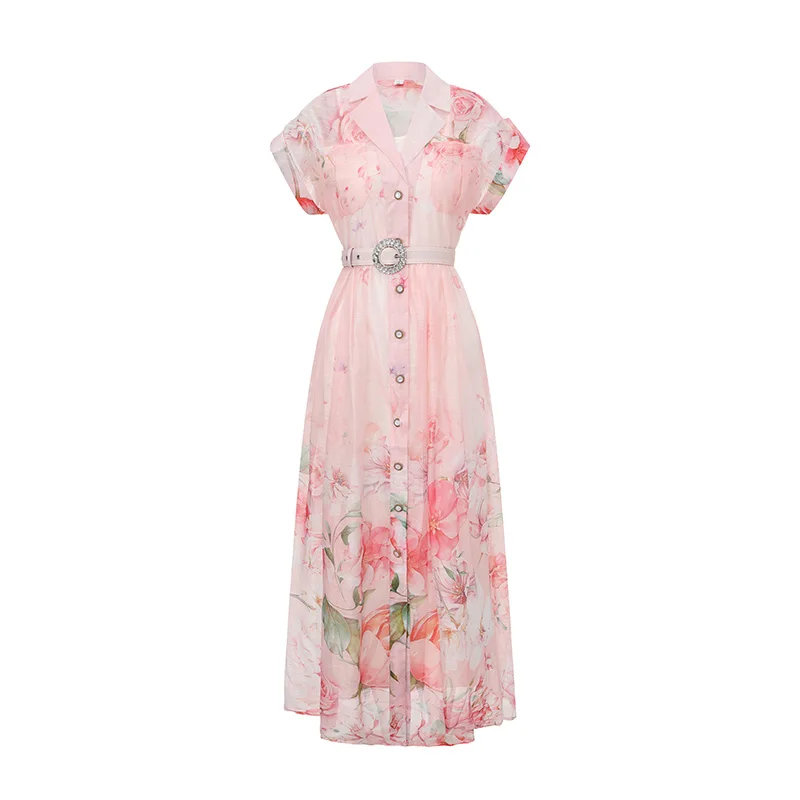 Women's Summer Holiday Beach Dress Sleeveless Notched Collar Single Breasted Floral Print with Beaded Belt Long Boho Vestidos
Women's Summer Holiday Beach Dress Sleeveless Notched Collar Single Breasted Floral Print with Beaded Belt Long Boho Vestidos