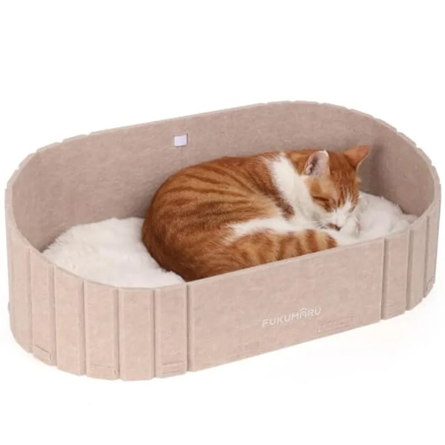 Cat Beds for Indoor Cats, 24 Inch Large Cat Couch Bed with Cozy Faux Rabbit Fur Cushion, Felt Cats House Sofa in Oval Shape, Ca
Cat Beds for Indoor Cats, 24 Inch Large Cat Couch Bed with Cozy Faux Rabbit Fur Cushion, Felt Cats House Sofa in Oval Shape, Ca