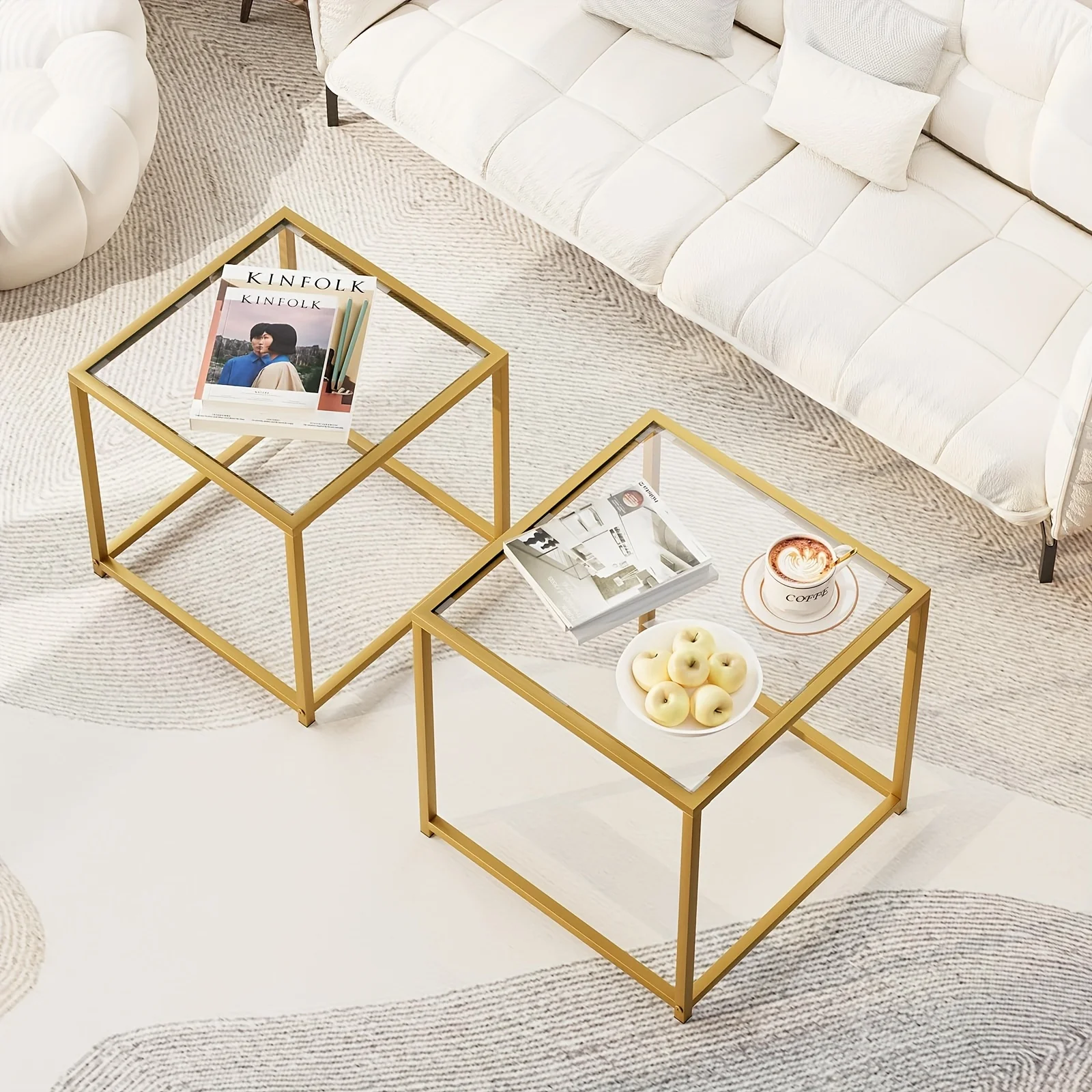 Two-piece Coffee Table Set, Modern Glass/synthetic Wood Nesting Tables, Metal-framed Square Coffee Table Set, Side Tables, Nesting Coffee Tables Suitable for Living Rooms, Bedrooms And Compact Spaces, 19.7 Inches, Spacesaving Tables, Contemporary
Two-piece Coffee Table Set, Modern Glass/synthetic Wood Nesting Tables, Metal-framed Square Coffee Table Set, Side Tables, Nesting Coffee Tables Suitable for Living Rooms, Bedrooms And Compact Spaces, 19.7 Inches, Spacesaving Tables, Contemporary