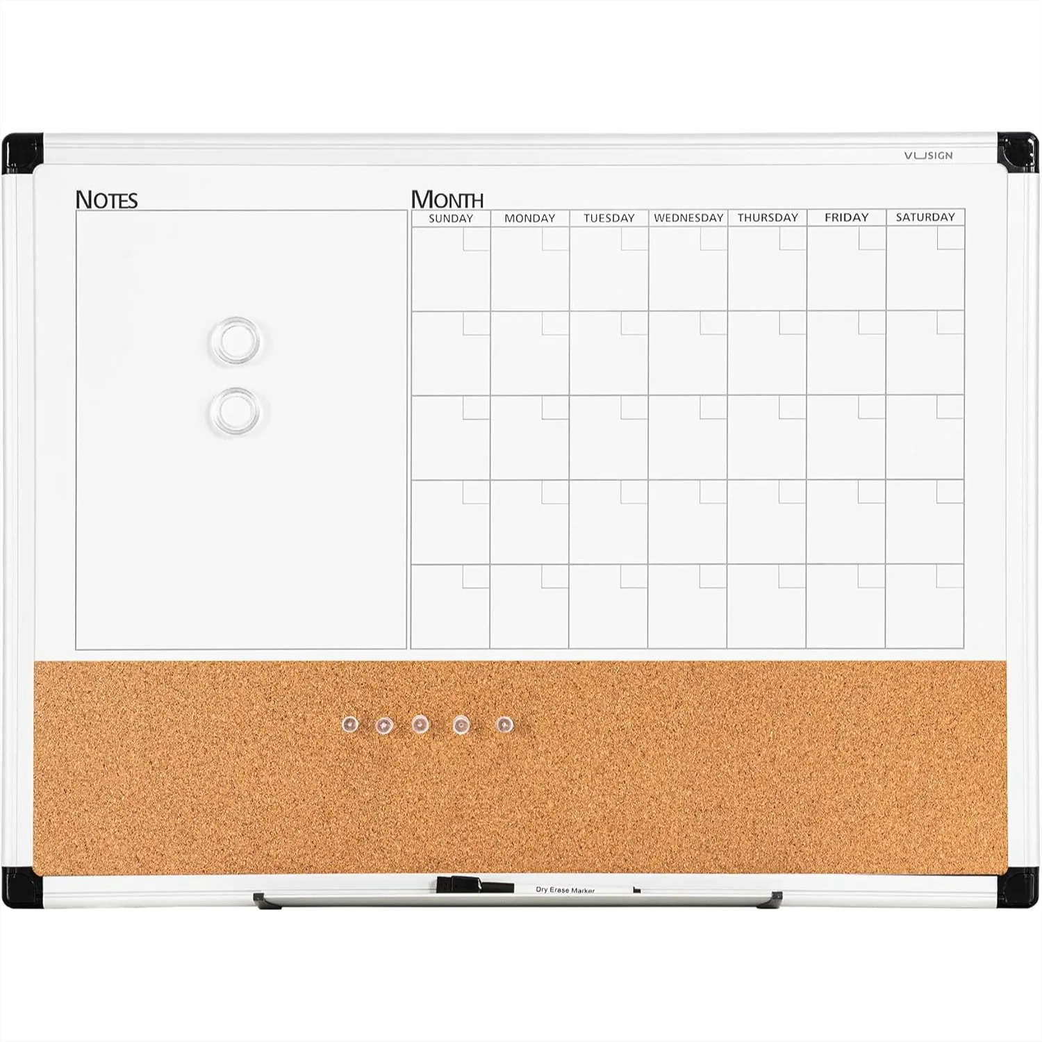 Monthly Calendar Whiteboard Dry Erase Cork Board Combo, 18"x24" Planning Board with Magnetic Surface and Pen Tray
Monthly Calendar Whiteboard Dry Erase Cork Board Combo, 18"x24" Planning Board with Magnetic Surface and Pen Tray