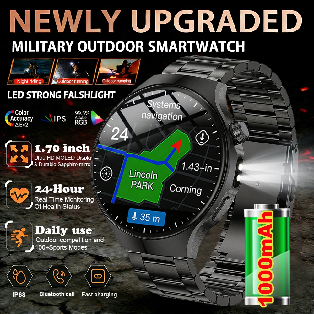 2026 New 1000mAh battery Smart Watch 1.70" HD AMOLED Screen Flashlight GPS track Heart Rate BT Call Compass Smartwatch for Men
2026 New 1000mAh battery Smart Watch 1.70" HD AMOLED Screen Flashlight GPS track Heart Rate BT Call Compass Smartwatch for Men
