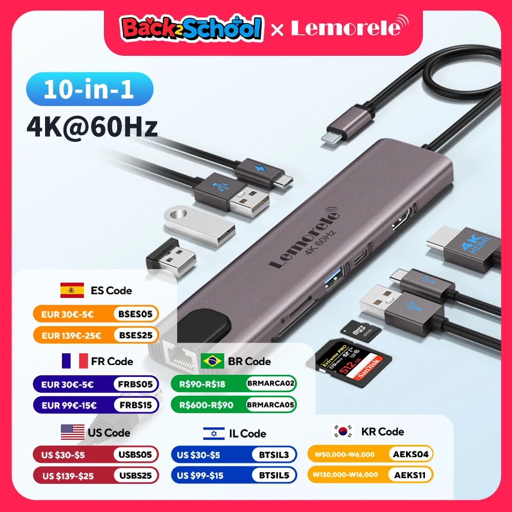 Док-станция Lemorele 10 в 1 USB C HUB Адаптер типа C 4K при 60 Гц HDMI 100 Вт PD RJ45 1000 Мбит/с Ethernet SD/TF Слот для ноутбука Mac
Док-станция Lemorele 10 в 1 USB C HUB Адаптер типа C 4K при 60 Гц HDMI 100 Вт PD RJ45 1000 Мбит/с Ethernet SD/TF Слот для ноутбука Mac