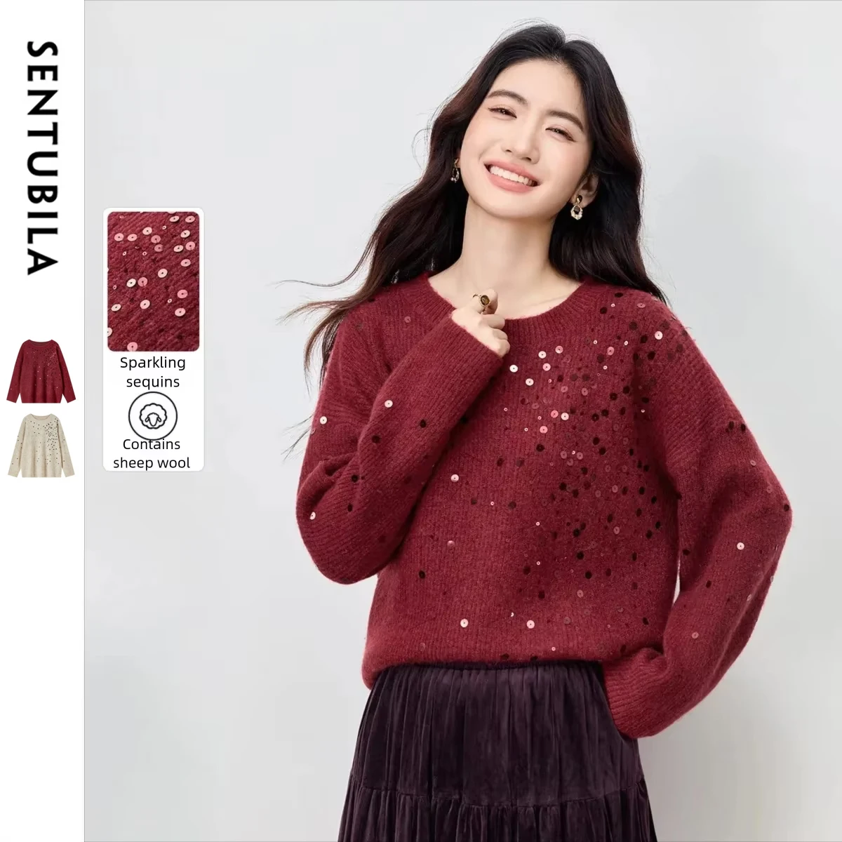 SENTUBILA Sequins Knitted Sweaters Women Pullover Jumper with Sequins 2025 Cozy Knitwear Long Sleeve Knitted Tops W54EE3875
SENTUBILA Sequins Knitted Sweaters Women Pullover Jumper with Sequins 2025 Cozy Knitwear Long Sleeve Knitted Tops W54EE3875