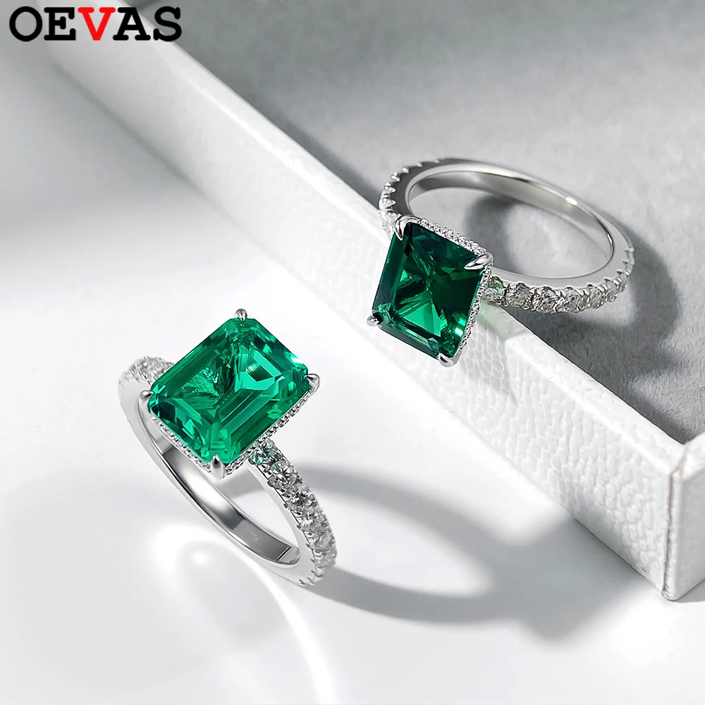 OEVAS 4ct 8x10mm Lab Grown Colombian/Zambian Emerald Ring 100% S925 Silver inlay Moissanite For Women Fine Jewelry Gift
OEVAS 4ct 8x10mm Lab Grown Colombian/Zambian Emerald Ring 100% S925 Silver inlay Moissanite For Women Fine Jewelry Gift