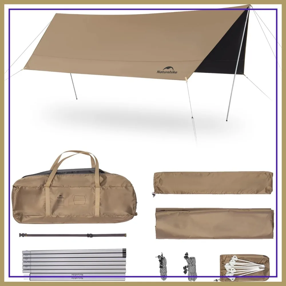 Waterproof Camping Tarp with Poles 13x9.6ft PU18000+ UPF2000+ Sun Shelter Rain Fly
Waterproof Camping Tarp with Poles 13x9.6ft PU18000+ UPF2000+ Sun Shelter Rain Fly