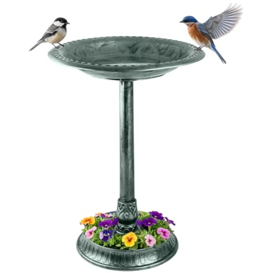 Bird Bath for Outside Flower Planter Base - 28" Tall Pedestal Birdbath - Lightweight Polypropylene Garden Statue Vintage Style
Bird Bath for Outside Flower Planter Base - 28" Tall Pedestal Birdbath - Lightweight Polypropylene Garden Statue Vintage Style