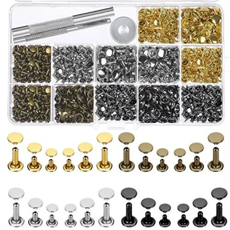 Selizo 480 Sets Small Double Cap Leather Rivets 4 Colors 3 Sizes Cap Diameter: 6mm/8mm/8mm Tubular Metal Studs with 3 Pieces Se
Selizo 480 Sets Small Double Cap Leather Rivets 4 Colors 3 Sizes Cap Diameter: 6mm/8mm/8mm Tubular Metal Studs with 3 Pieces Se