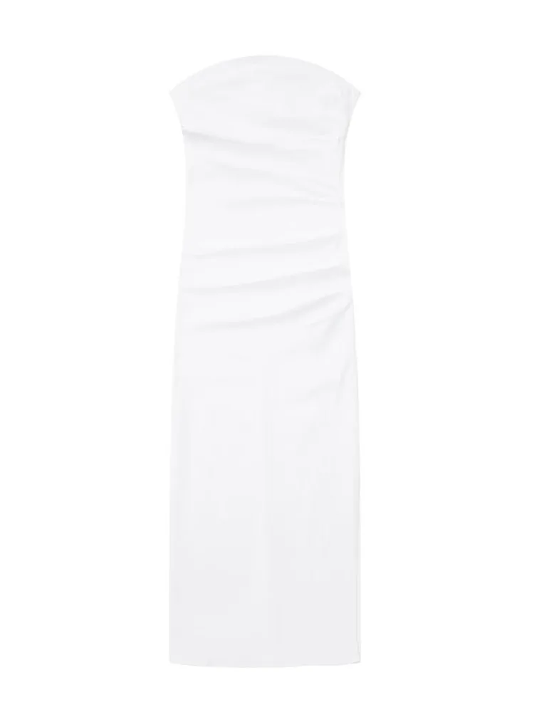 Women New Chic Fashion Pleated decoration Denim Bra Midi Dress Vintage Sleeveless backless Female Dresses robe Mujer 6147/175
Women New Chic Fashion Pleated decoration Denim Bra Midi Dress Vintage Sleeveless backless Female Dresses robe Mujer 6147/175