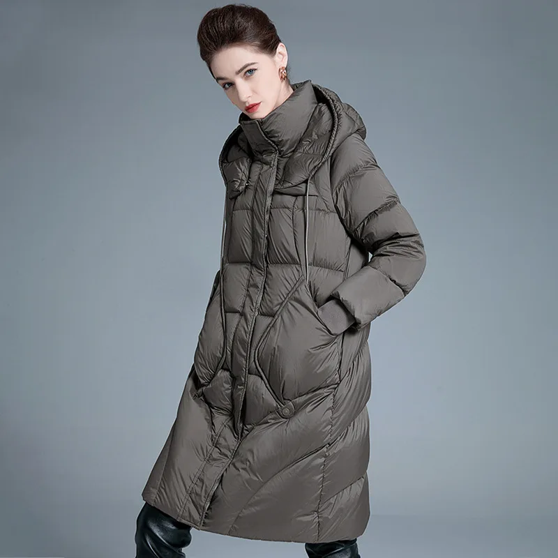 Women's Winter Jacket Hooded Puffer Coats Occidental Style Simple Solid Outerwears Thick Hooded Snow Mid-length Down Jackets
Women's Winter Jacket Hooded Puffer Coats Occidental Style Simple Solid Outerwears Thick Hooded Snow Mid-length Down Jackets