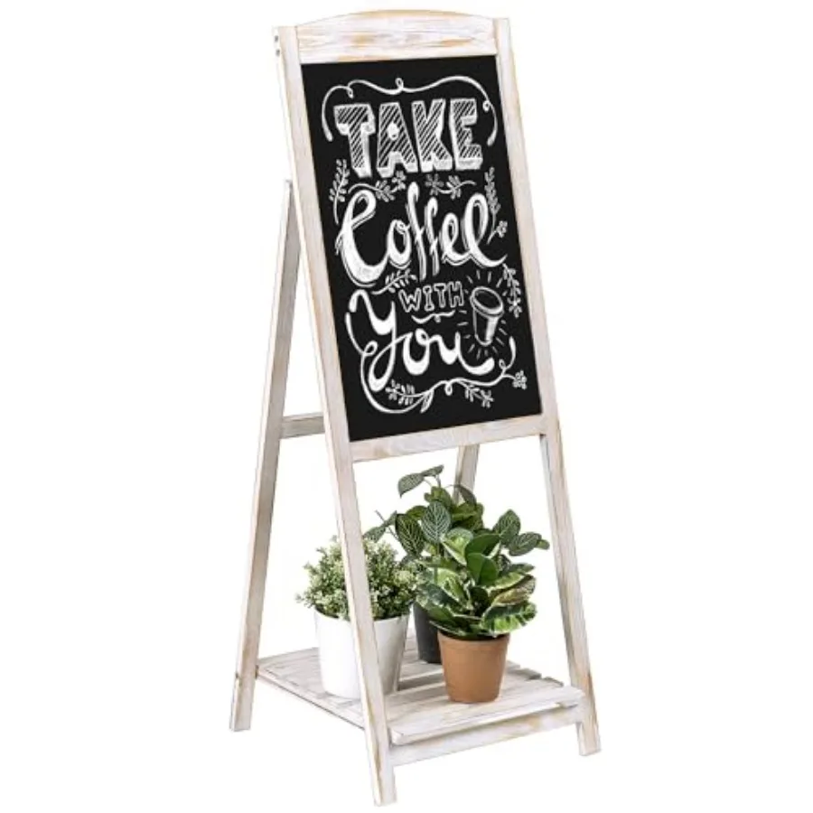 Wood A-Frame Chalkboard Easel, 45" Freestanding Decorative Chalkboard Sign with Plant Shelf Stand
Wood A-Frame Chalkboard Easel, 45" Freestanding Decorative Chalkboard Sign with Plant Shelf Stand