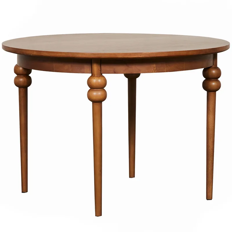 Retro round solid wood dining table household small apartment living room dining room round table French dining table and
Retro round solid wood dining table household small apartment living room dining room round table French dining table and