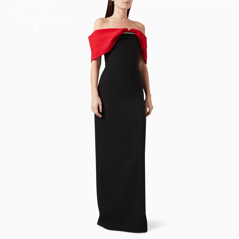 Simple Black Red Evening Dresses Party Off Shoulder Boat Neck Mermaid Special Shiny Prom Gown sVestidos Para Eventos Especiales
Simple Black Red Evening Dresses Party Off Shoulder Boat Neck Mermaid Special Shiny Prom Gown sVestidos Para Eventos Especiales