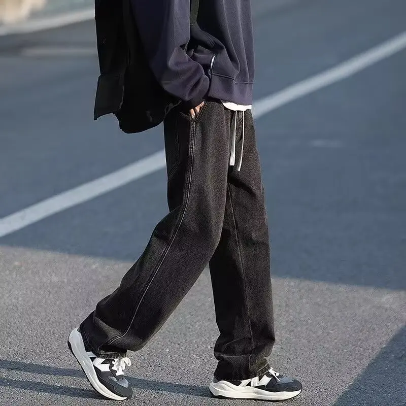 Loose Straight Leg Men's Jeans Spring Autumn Korean Sle Casual High Waist Elastic Waisand Student Sports Trousers
Loose Straight Leg Men's Jeans Spring Autumn Korean Sle Casual High Waist Elastic Waisand Student Sports Trousers