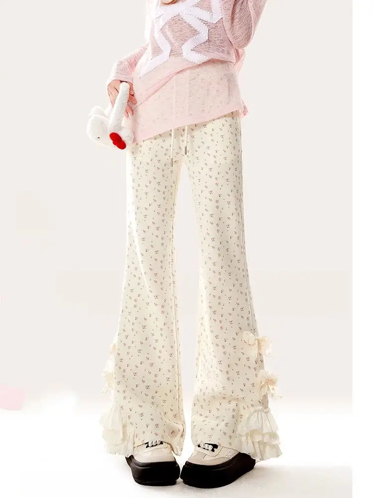 Y2k Sweet Bow Lace Print Flare Pants High Waist Drawstring Loose Wide Leg Trousers 2025 Spring New Japanese Kawaii Pantalones
Y2k Sweet Bow Lace Print Flare Pants High Waist Drawstring Loose Wide Leg Trousers 2025 Spring New Japanese Kawaii Pantalones