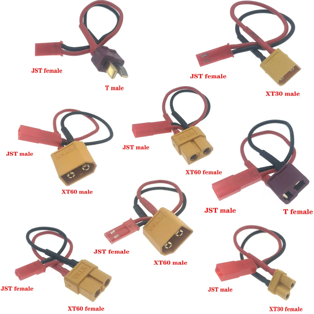 5PCS XT60 XT30 JST Plug Male Female Connector plug Silicone Wire 20AWG For RC battery FPV RC flight model Connecting fittings
5PCS XT60 XT30 JST Plug Male Female Connector plug Silicone Wire 20AWG For RC battery FPV RC flight model Connecting fittings