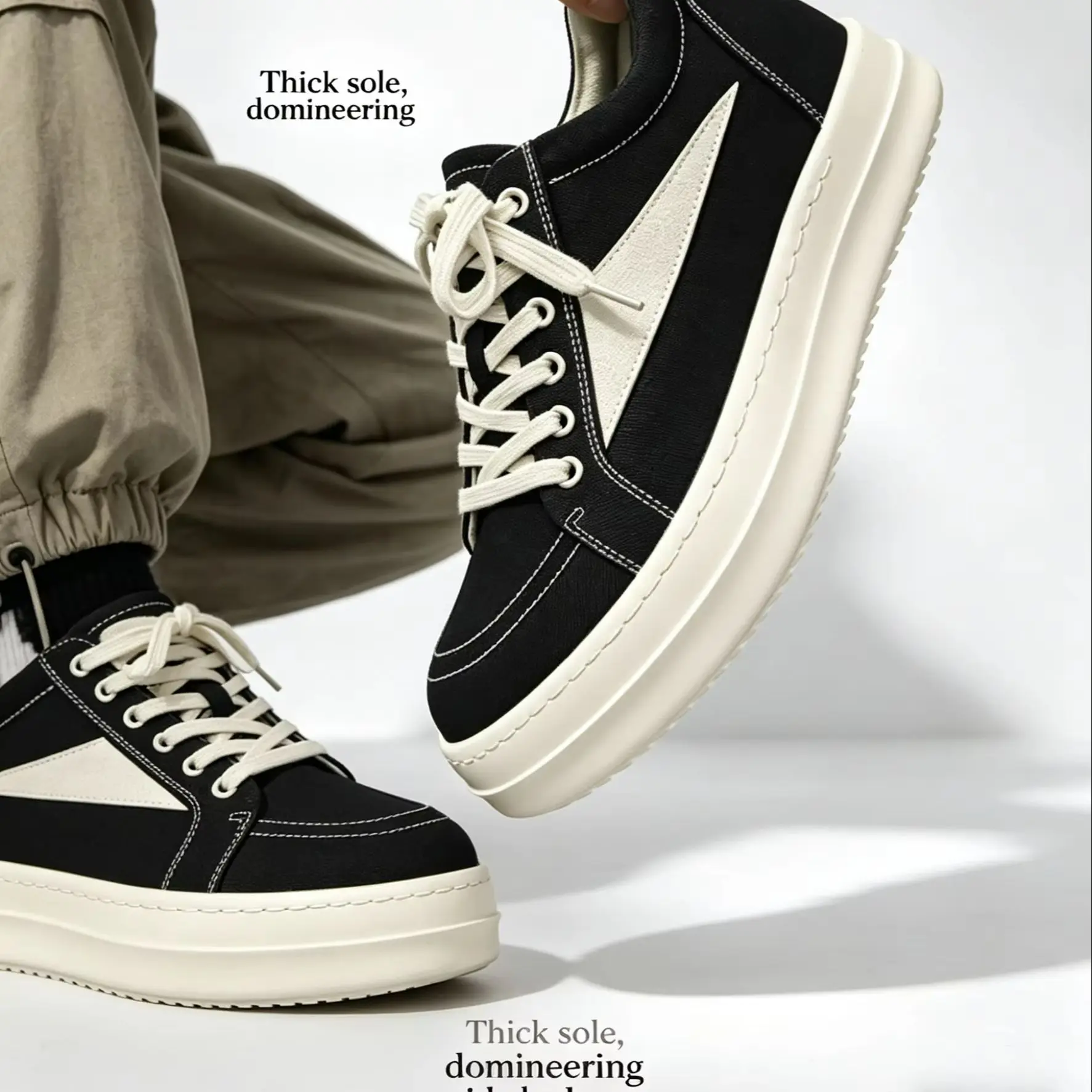 Vintage Black Chunky Platform Sneakers Thick Sole Height Increase Lace-Up Canvas Shoes Unisex Streetwear
Vintage Black Chunky Platform Sneakers Thick Sole Height Increase Lace-Up Canvas Shoes Unisex Streetwear