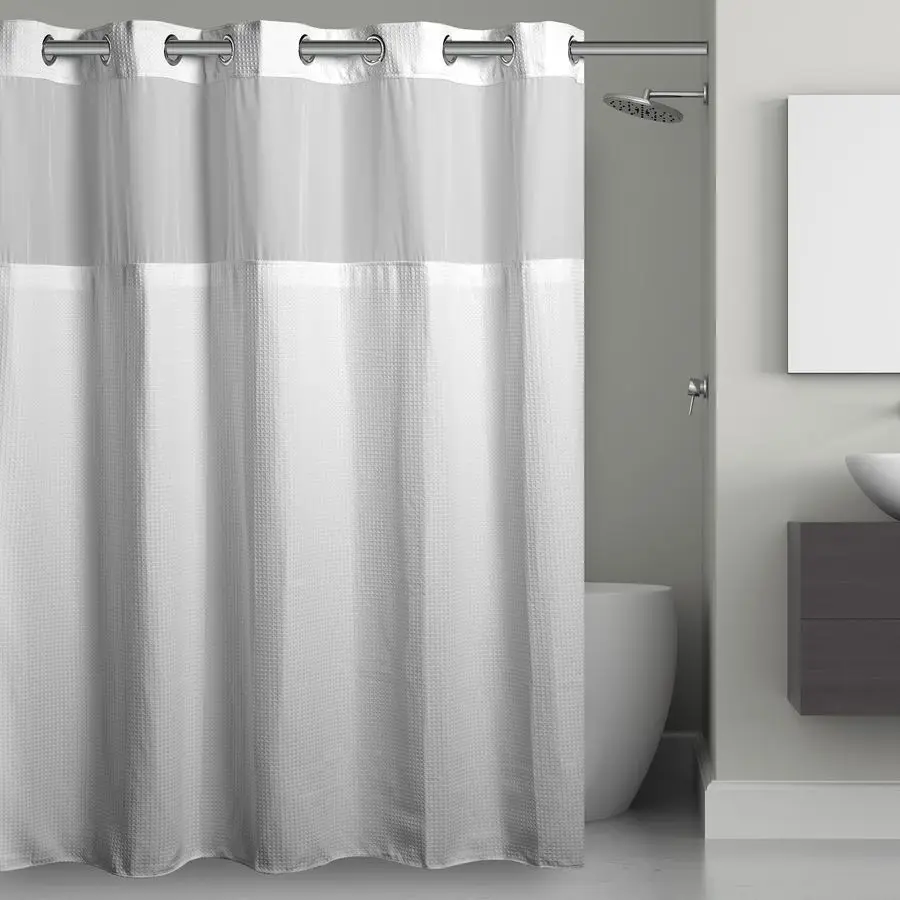Its A Snap 3in1 Shower Curtain With Waffle Fabric, Sheer Top Window, FlexOn Rings amp Liner, 71 x 74, White
Its A Snap 3in1 Shower Curtain With Waffle Fabric, Sheer Top Window, FlexOn Rings amp Liner, 71 x 74, White