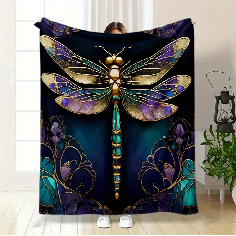 Contemporary Dragonfly Design Flannel Blanket - Polyester Knit, Digital Print Lavender & Teal Dragonfly, All-Season Lightweight
Contemporary Dragonfly Design Flannel Blanket - Polyester Knit, Digital Print Lavender & Teal Dragonfly, All-Season Lightweight
