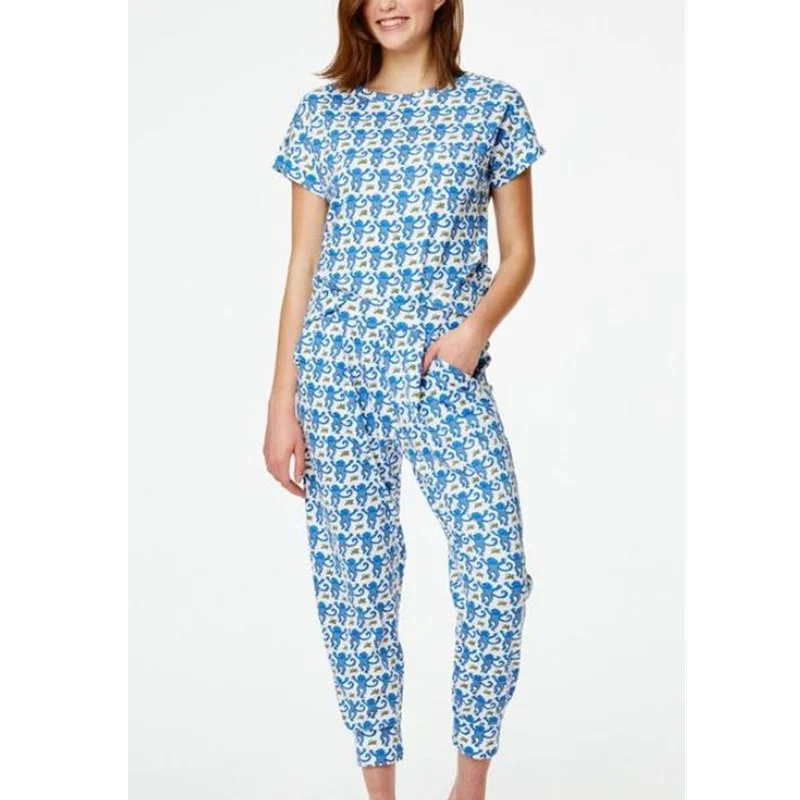 Monkey Pajamas Set y2k Clothes Women Cartoon Round Neck Short Sleeve T Shirt and Long Pants with Pockets Two Piece Loungewear
Monkey Pajamas Set y2k Clothes Women Cartoon Round Neck Short Sleeve T Shirt and Long Pants with Pockets Two Piece Loungewear