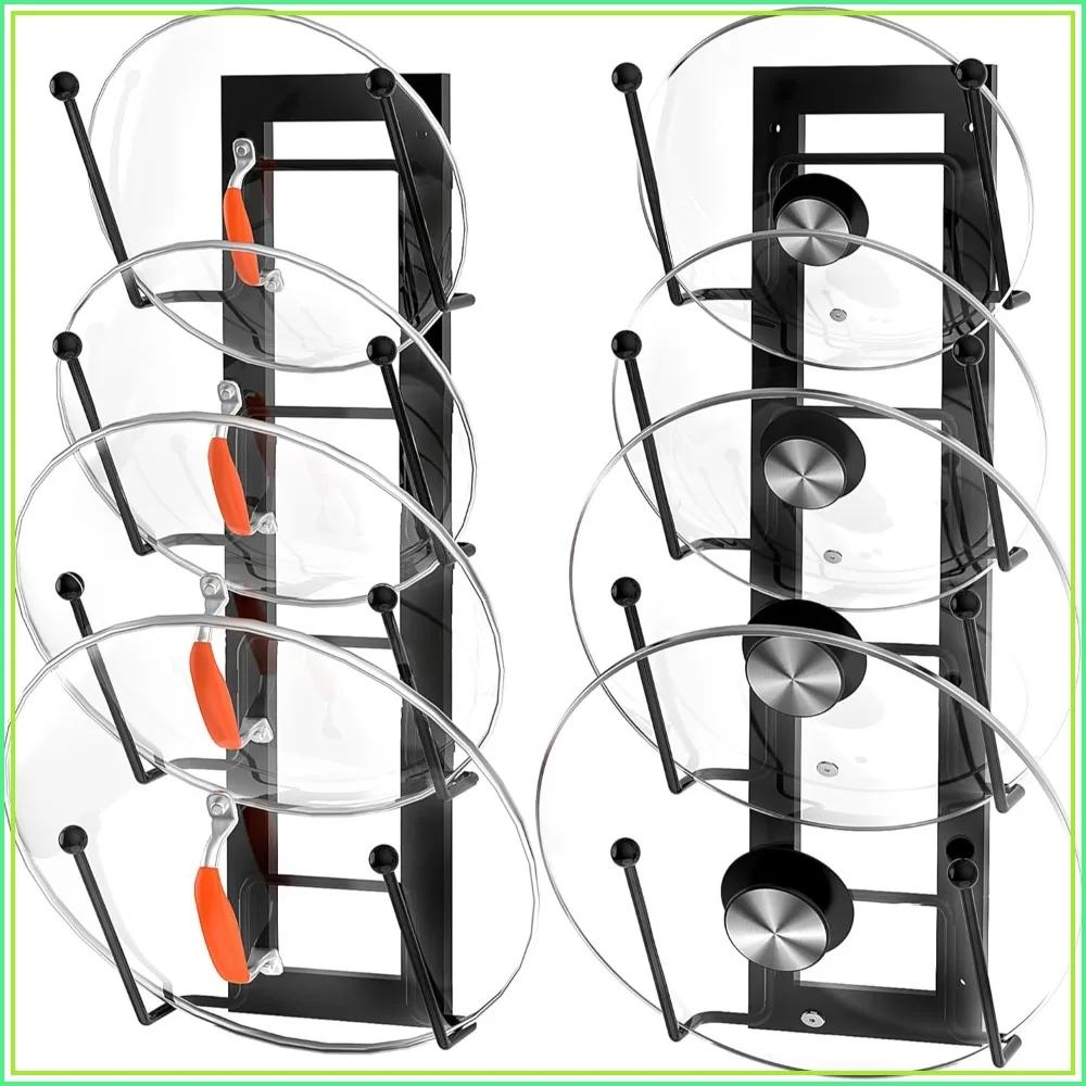 8-Layer Adjustable Pot Lid Organizer Rack for Cabinet Door/Wall, 2Pack Lid Holder for Kitchen Storage, No Drilling Adhesive, 5.7"W
8-Layer Adjustable Pot Lid Organizer Rack for Cabinet Door/Wall, 2Pack Lid Holder for Kitchen Storage, No Drilling Adhesive, 5.7"W