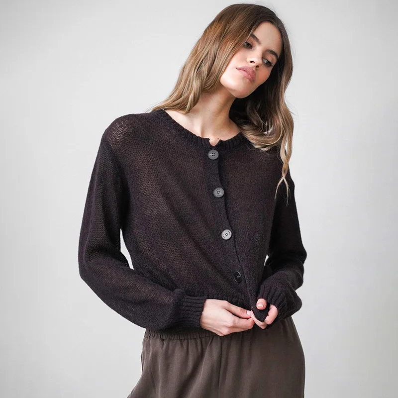 Ticketsx Women Solid Lightweight Knit Cardigan Round Neck Single Breast Long Sleeve Short Sweater Casual Vintage Autumn Cardigan
Ticketsx Women Solid Lightweight Knit Cardigan Round Neck Single Breast Long Sleeve Short Sweater Casual Vintage Autumn Cardigan