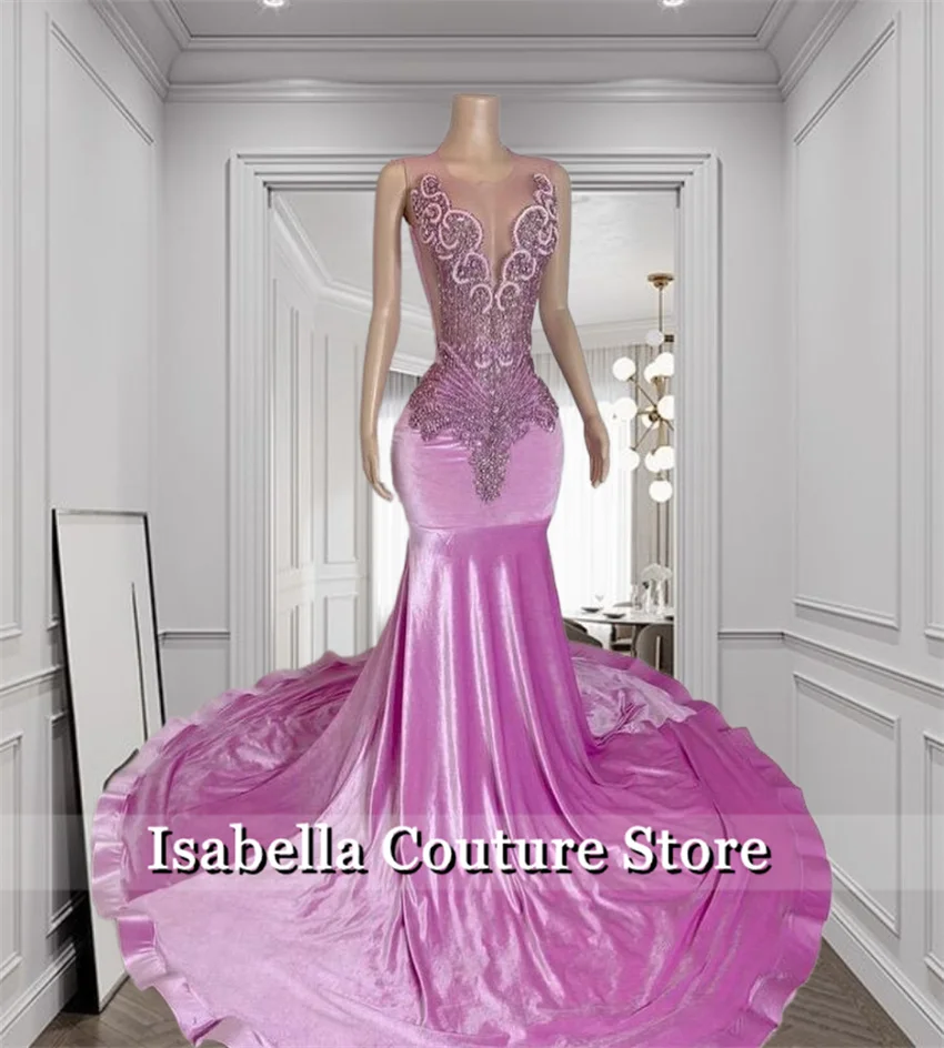 Luxury Pink Velvet Long Prom Dress Elegant O-Neck Evening Dresses Bead Crystals Diamonds Birthday Dress Customized
Luxury Pink Velvet Long Prom Dress Elegant O-Neck Evening Dresses Bead Crystals Diamonds Birthday Dress Customized