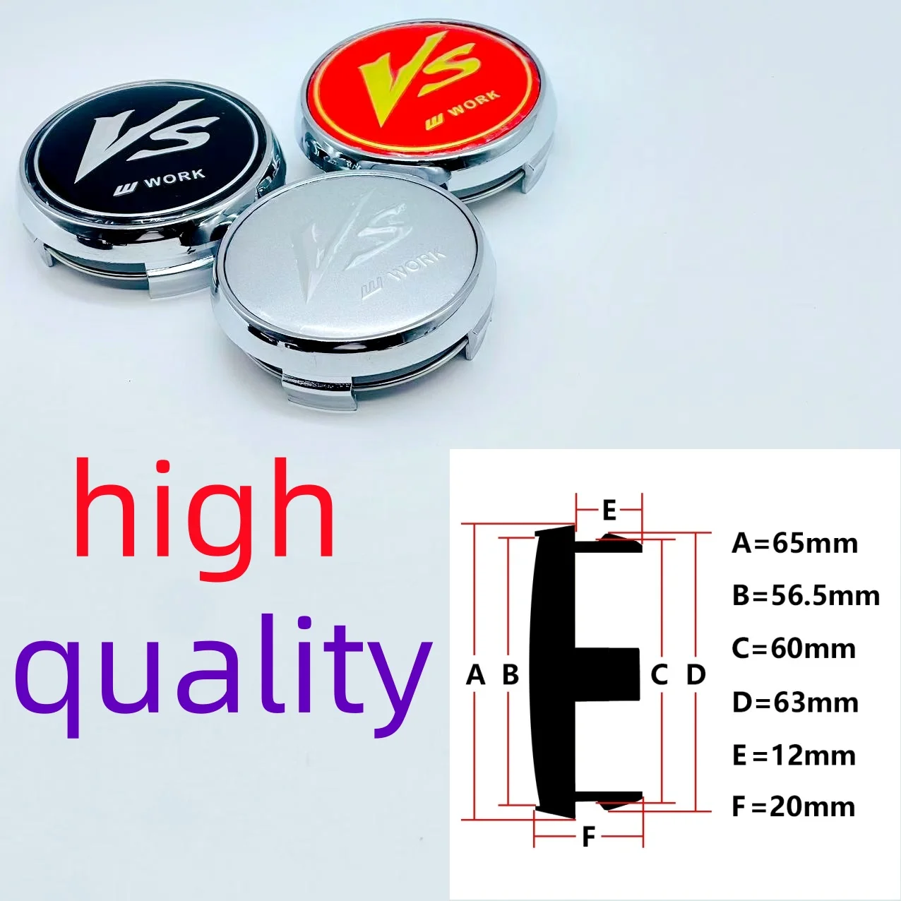 4PCS/lot Wheel Cap 65mm OD / 60mm Clip VS W WORK Emblem Sticker Rim Caps Wheel Center Hub Cap Black & Silver
4PCS/lot Wheel Cap 65mm OD / 60mm Clip VS W WORK Emblem Sticker Rim Caps Wheel Center Hub Cap Black & Silver