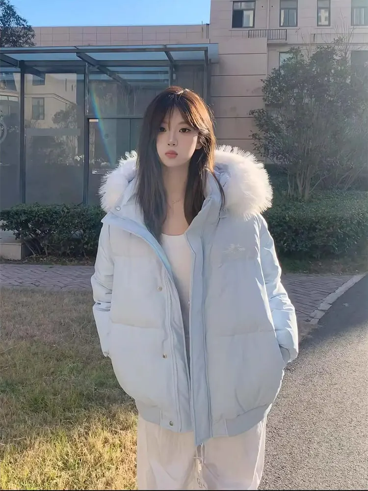 Korean Style Women's Parka Jacket Thickened Warm Cotton Coat with Large Fur Collar Long Sleeve Zipper Closure Mid-Length Coat
Korean Style Women's Parka Jacket Thickened Warm Cotton Coat with Large Fur Collar Long Sleeve Zipper Closure Mid-Length Coat