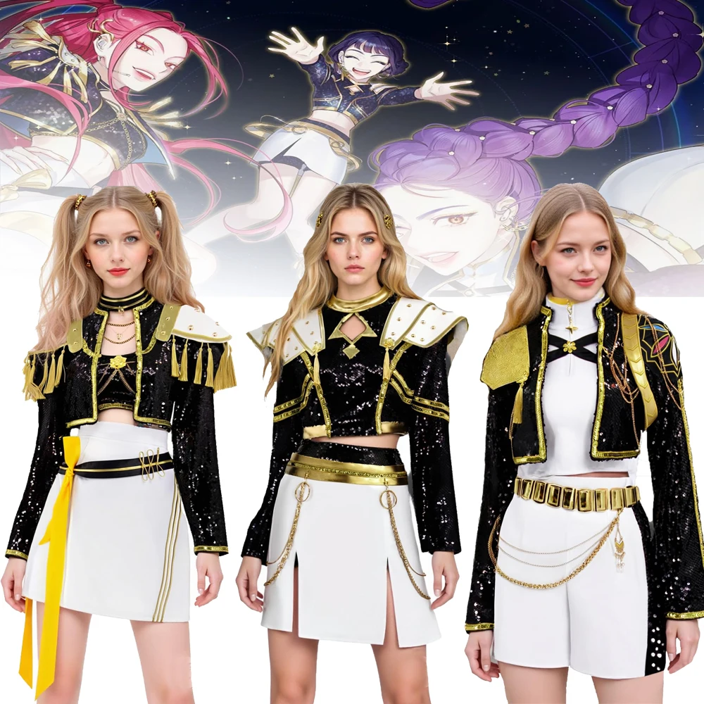 Adult KPop Demon Hunters Cosplay Rumi Zoey Mira Cosplay Costume Wig Black Golden Cool Suit Halloween Party Role Playing Outfit
Adult KPop Demon Hunters Cosplay Rumi Zoey Mira Cosplay Costume Wig Black Golden Cool Suit Halloween Party Role Playing Outfit