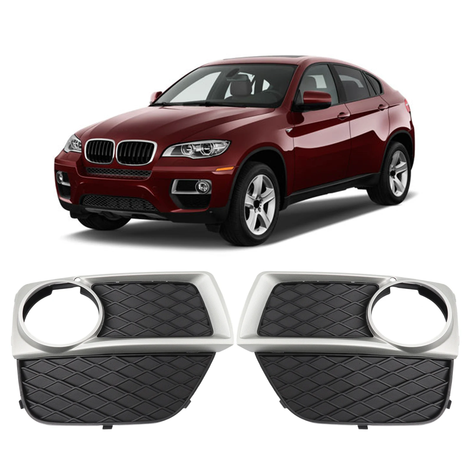Front Pair Closed Grid Bumper Fog Light Covers Compatible with For BMW For X6 2012 2014 OEM 51117312596 51117312605
Front Pair Closed Grid Bumper Fog Light Covers Compatible with For BMW For X6 2012 2014 OEM 51117312596 51117312605