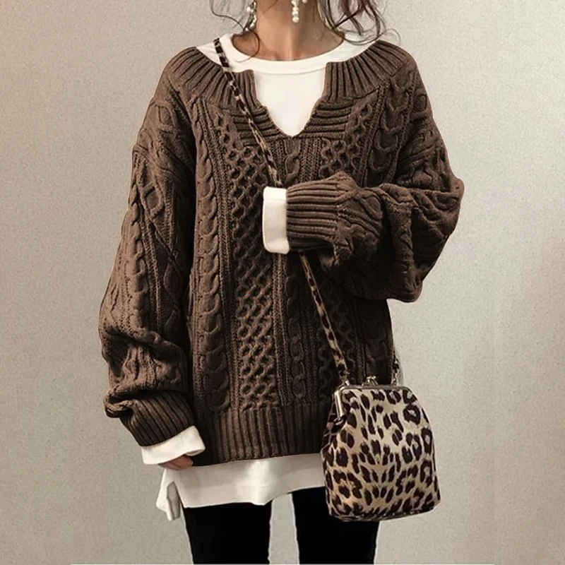 Knitted Sweater Women Fashion Chic Pullovers Sweet Basic Casual Loose Long Sleeve V-Neck Knitwear Tops Autumn Winter
Knitted Sweater Women Fashion Chic Pullovers Sweet Basic Casual Loose Long Sleeve V-Neck Knitwear Tops Autumn Winter
