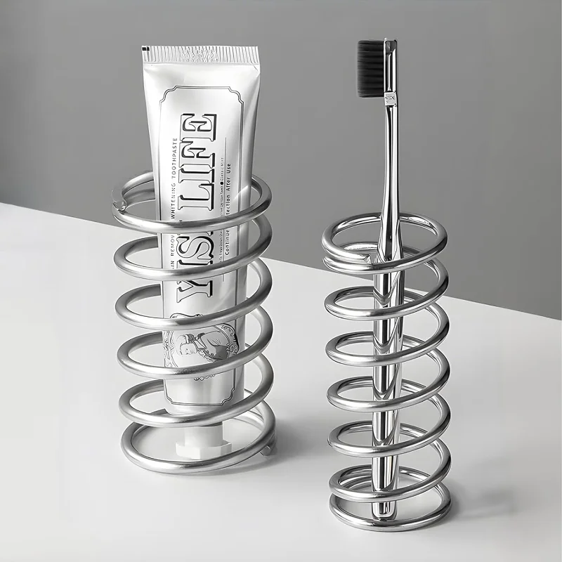 2 Pack 304 Stainless Steel Toothbrush Holder with Toothpaste Stand - Toothbrush Holders for Bathrooms, Spring Shape Bathroom Tab
2 Pack 304 Stainless Steel Toothbrush Holder with Toothpaste Stand - Toothbrush Holders for Bathrooms, Spring Shape Bathroom Tab