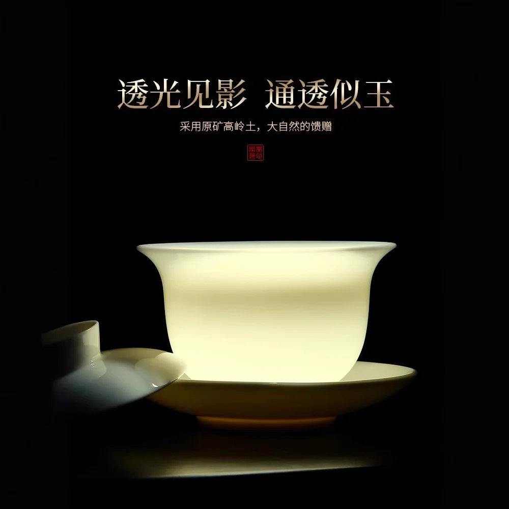 Mutton Fat Jade Gaiwan Tea Set Single High-End Household Kung Fu Cup Blanc De Chine Making Bowl
Mutton Fat Jade Gaiwan Tea Set Single High-End Household Kung Fu Cup Blanc De Chine Making Bowl