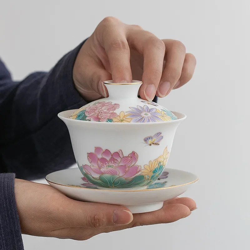 Ceramic Whiteware Cover Bowl Blue Pattern Cover Bowl Single Large Jingdezhen Thin Tire Kung Fu Tea Set Tea Bowl Gaiwan Ceramic
Ceramic Whiteware Cover Bowl Blue Pattern Cover Bowl Single Large Jingdezhen Thin Tire Kung Fu Tea Set Tea Bowl Gaiwan Ceramic