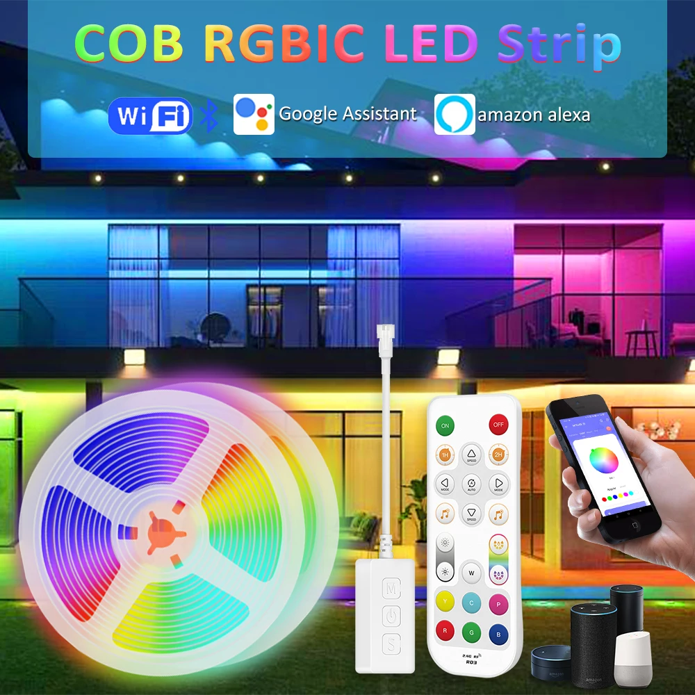 24V WS2811 COB RGBIC Led Strip Light Addressable 480LEDs/m RGB IC Pixel Ribbon Lamp Rope Alexa Wifi App RF Control BanLanX
24V WS2811 COB RGBIC Led Strip Light Addressable 480LEDs/m RGB IC Pixel Ribbon Lamp Rope Alexa Wifi App RF Control BanLanX