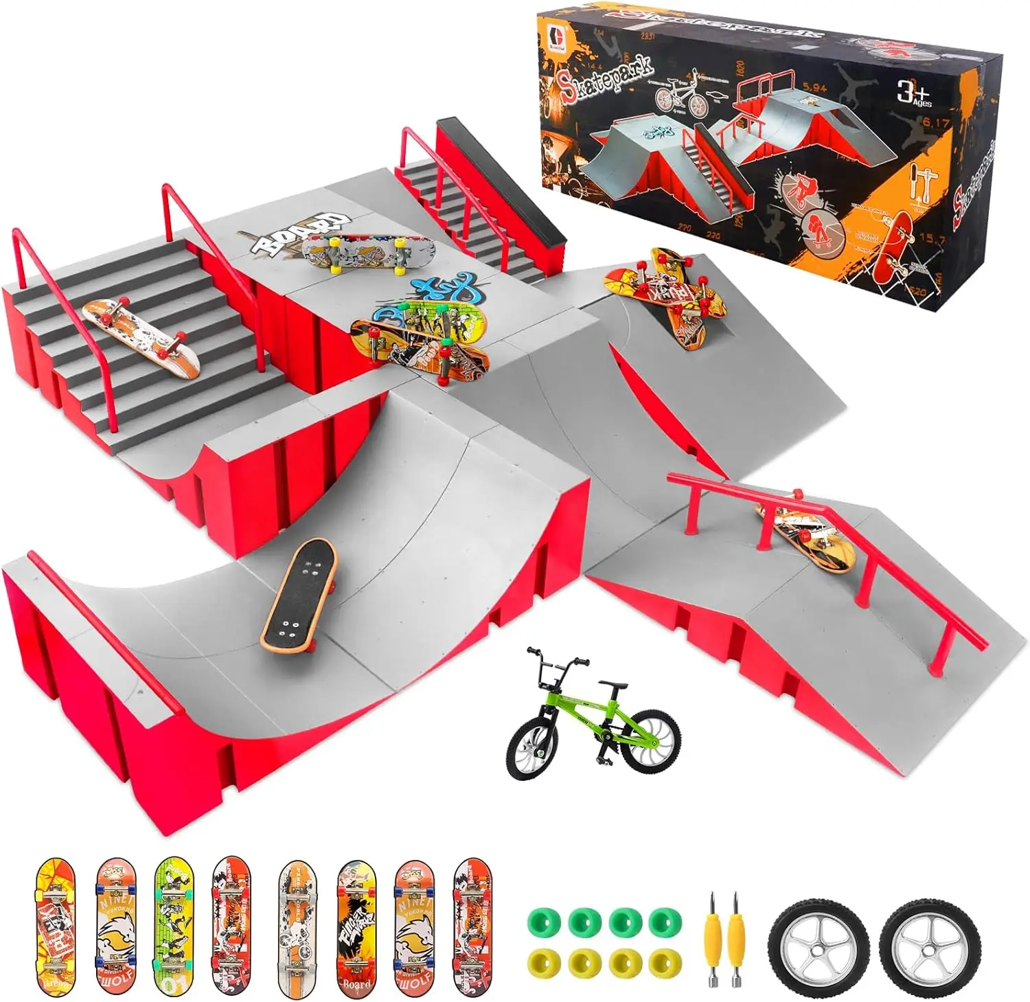 14 in 1 Finger Skateboard Park Set with 8 Boards & Ramps, Mini Skate Toys for Kids
14 in 1 Finger Skateboard Park Set with 8 Boards & Ramps, Mini Skate Toys for Kids