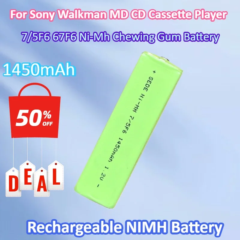 Brand New 1.2V 1450mAh NIMH Battery for Sony Walkman MD CD Cassette Player 7/5F6 67F6 Ni-Mh Chewing Gum Battery
Brand New 1.2V 1450mAh NIMH Battery for Sony Walkman MD CD Cassette Player 7/5F6 67F6 Ni-Mh Chewing Gum Battery