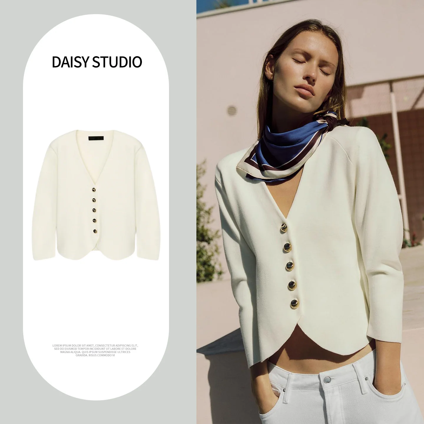 Gold Plated Layer Button Decor Long Sve V Ne Padded oulder Slim Fit Knitted Jaet New Arrival Spring Women's Faion
Gold Plated Layer Button Decor Long Sve V Ne Padded oulder Slim Fit Knitted Jaet New Arrival Spring Women's Faion