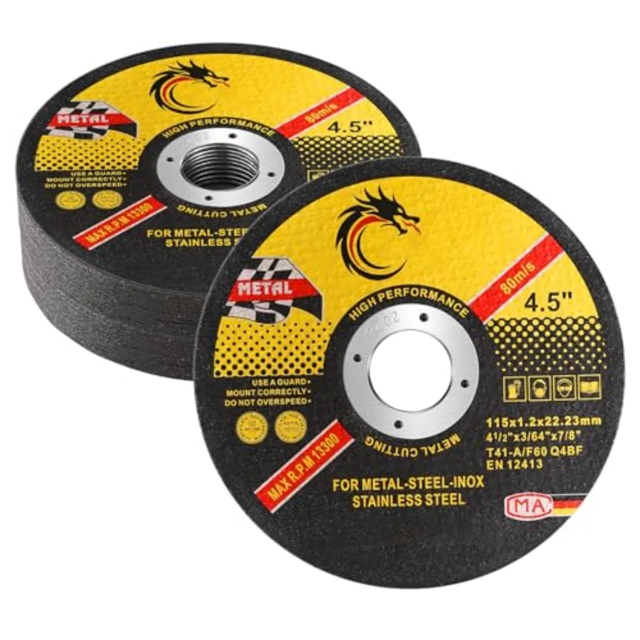 4 1/2 Cut Off Wheel Angle Grinder Cutting Disc for Metal and Stainless Steel Max 13 300 RPM 0.045" Thin Grinding Wheel Pack
4 1/2 Cut Off Wheel Angle Grinder Cutting Disc for Metal and Stainless Steel Max 13 300 RPM 0.045" Thin Grinding Wheel Pack